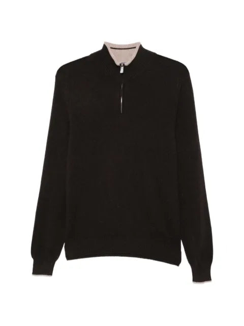 Fedeli half-zip ribbed-trim sweater