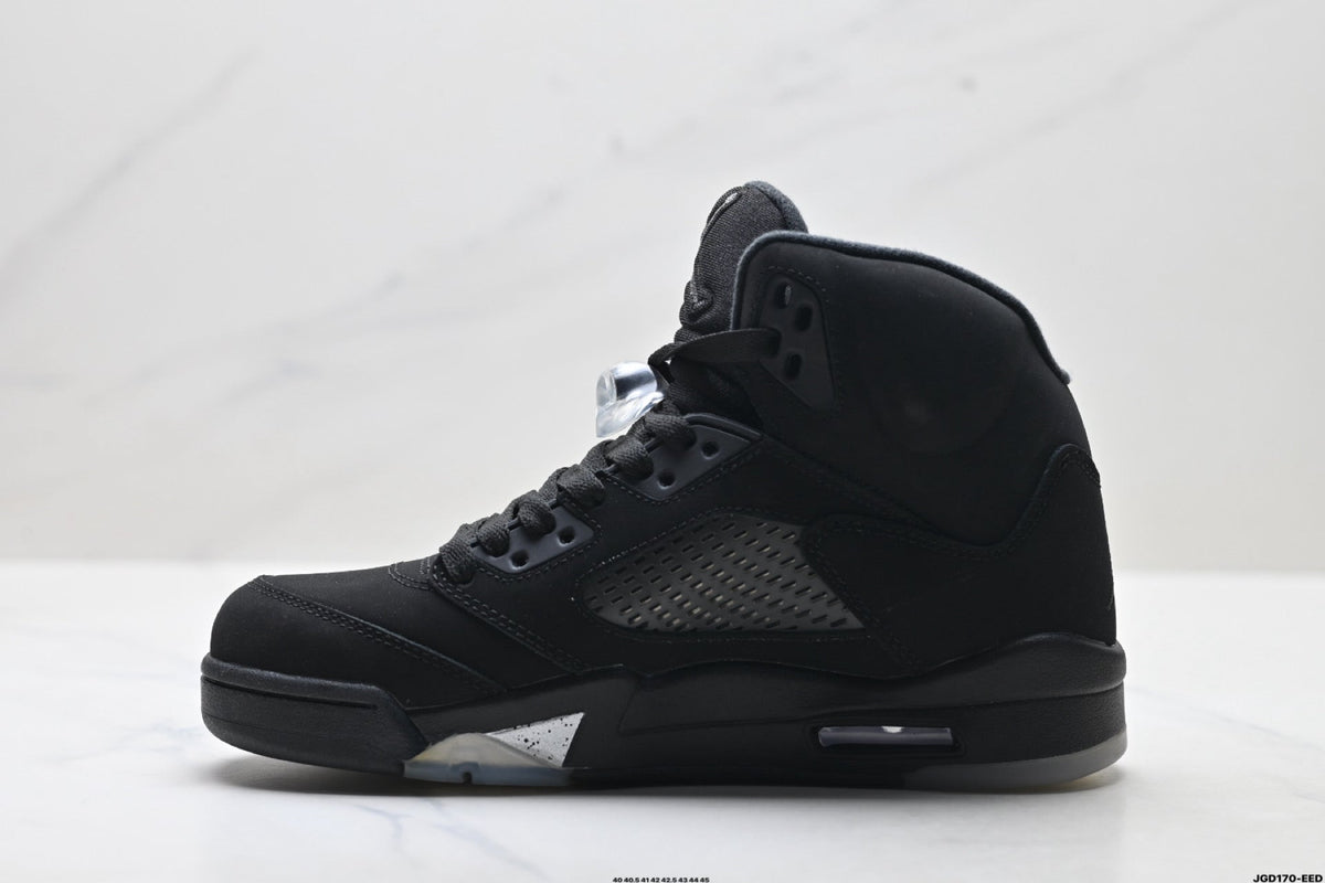 Air Jordan 5 Retro Black Metallic Silver Sneakers